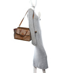 Mega Check Grained Calfskin Medium Harcourt Satchel Saddle Brown