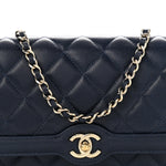 Lambskin Quilted Hold The Line Wallet On Chain WOC Dark Blue