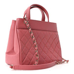 Caviar Quilted Small Business Affinity Shopping Bag Pink