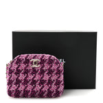 Tweed Quilted Mini Clutch With Chain Purple