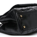 Snakeskin Glazed Calfskin Quilted Urban Mix Tote Black