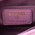 Shiny Lambskin Quilted Extra Mini Flap Purple