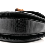 Sequin Lizard Embossed GG Mini Bamboo 1947 Top Handle Chain Bag Black White