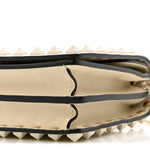 Calfskin Lacquer Monochrome Rockstud Wallet On Chain Ivory