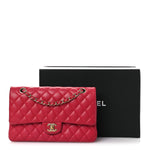 Lambskin Quilted Medium Double Flap Red