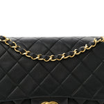 Lambskin Quilted Medium Double Flap Black