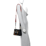 Textured Dollar Calfskin Web Mini Diana Tote Bag Black