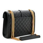 Grain De Poudre Textured Mixed Matelasse Triquilt Medium Monogram Satchel Black