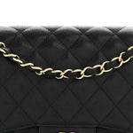 Caviar Quilted Jumbo Double Flap Black