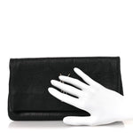 Calfskin Crocodile Embossed West Hollywood Monogram Fold Over Clutch Black