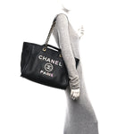 Calfskin Medium Deauville Tote Black Multicolor
