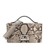 Snakeskin Baguette Soft Trunk White Camelia