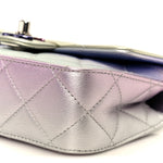 Gradient Metallic Calfskin Quilted Clutch Silver Blue Yellow Purple