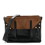 Agnello Old Shine Vitello Go Rain Small Flip Tote Black Marrone