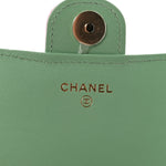 Lambskin Quilted Flap Phone Holder With Chain Lilac Light Green