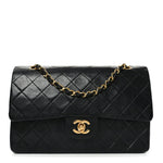 Lambskin Quilted Medium Double Flap Black