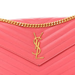 Grain De Poudre Matelasse Chevron Monogram Chain Wallet Rose Clair