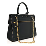Calfskin Taurillon Studded City Steamer One Handle Bag Black