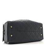 Canvas Quilted Medium Chanel 25 Handbag Dark Blue