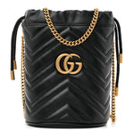 Calfskin Matelasse Mini GG Marmont 2.0 Bucket Bag Black