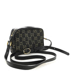 Jacquard Black Denim GG Monogram Textured Dollar Calfskin Mini Ophidia Shoulder Bag Black Ivory