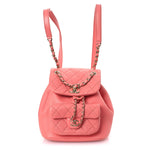 Lambskin Quilted Small Duma Drawstring Backpack Pink