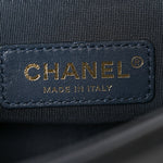 Sheepskin Chevron Stitched Chain Top Handle Flap Blue