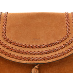 Suede Braided Medium Hudson Double Carry Shoulder Bag Caramel
