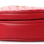 Calfskin Matelasse Diagonal Mini Interlocking G Heart Shoulder Bag Hibiscus Red