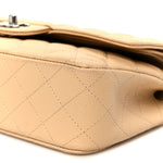 Caviar Quilted Medium Double Flap Beige
