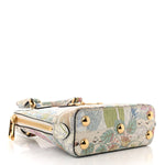 New Shangai Calfskin Tiger Savanah Web Mini Horsebit 1955 Top Handle Bag Chalky White Multicolor