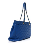 Calfskin Quilted Large CC Shopping Tote Blue