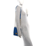 Calfskin Quilted North South Boy Flap Blue