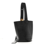 Smooth Calfskin Medium Pebble Bucket Bag Black