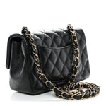 Lambskin Quilted Mini Rectangular Flap Black