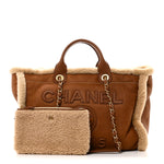 Lambskin Shearling Medium Deauville Tote Brown