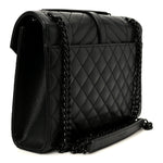 Grain De Poudre Textured Mixed Matelasse Triquilt Medium Monogram Monochrome Satchel Black