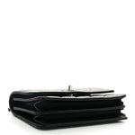 Lambskin Quilted Metal Top Handle Crossbody Flap Black