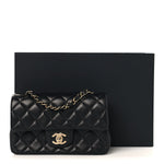 Lambskin Quilted Mini Rectangular Flap Black