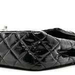 Distressed Patent Quilted Medium Double Flap Black