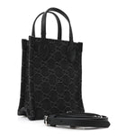 Denim GG Monogram Dollar Calfskin Mini Ophidia Tote Black Grey