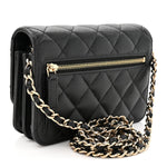 Caviar Quilted Mini Wallet On Chain WOC Black