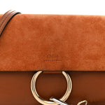Suede Calfskin Small Faye Shoulder Bag Tobacco