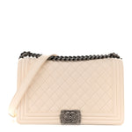 Calfskin Quilted New Medium Boy Flap White