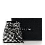 Satin Crystal Metal Triangle Logo Mini Drawcord Pouch Shoulder Bag Cristal