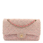 Tweed Medium Double Flap Pink