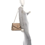 Calfskin Y Quilted Monogram Medium Loulou Chain Satchel Dark Beige