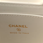 Shiny Aged Calfskin Quilted Mini Nano Kelly Shopper White