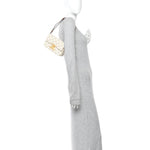 Canvas Calfskin Triomphe Shoulder Bag White