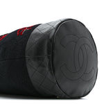 Wool Calfskin Embroidered Paris Hamburg Drawstring Backpack Black